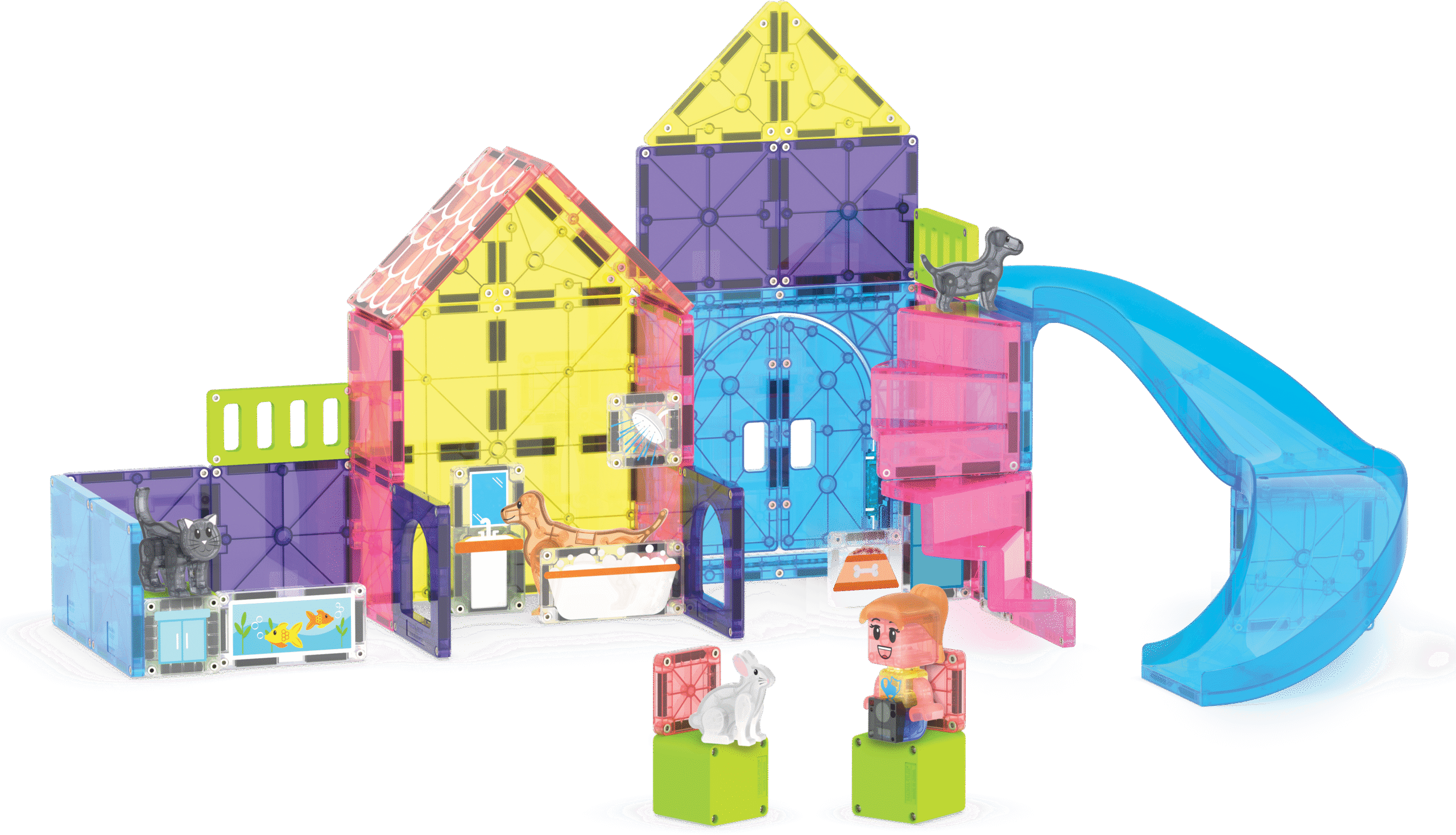 MAGNA-TILES® - Pet Playhouse Manyetik Bloklar - 50 Parça
